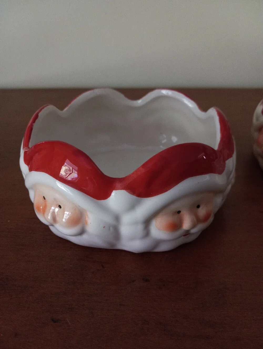 Royal Norfolk Santa Face Ceramic Candy Dishes - Pair in White & Red
